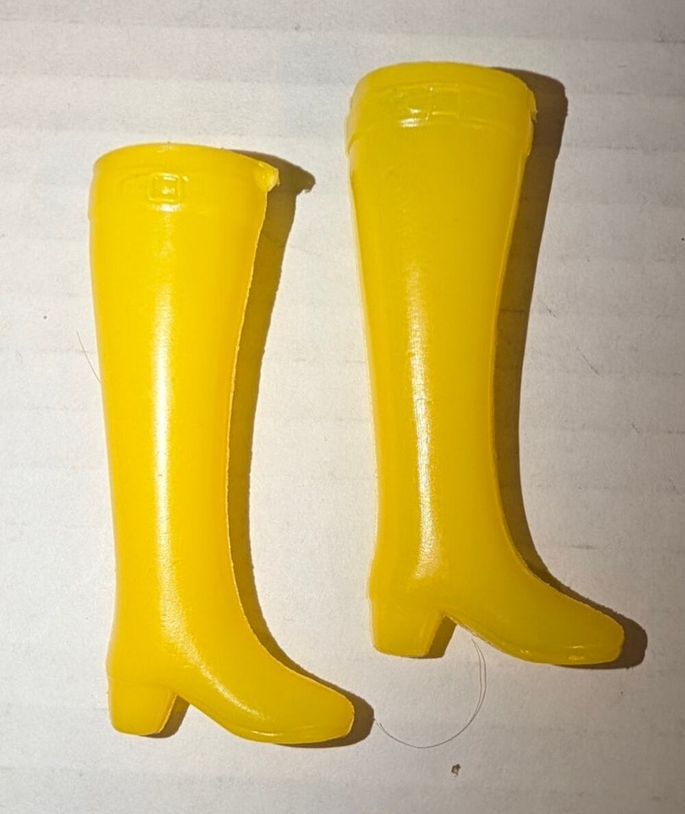 Vintage 1960s 1970s Yellow Barbie Boots Mod GoGo Style made in Hong Kong